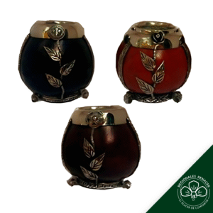 Mate de alpaca con base - Diseño un aplique y tres hojas