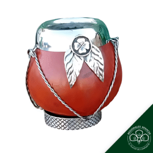 Mate bombo de Alpaca - Diseño un aplique dos hojas