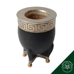 Mate Imperial con virola lisa y base de alpaca con bolitas de bronce
