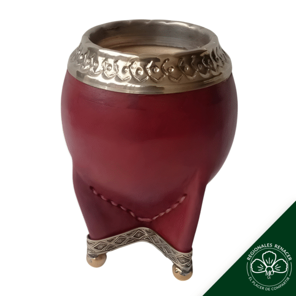 Mate torpedo premium con base y virola de alpaca cincelada y bolitas de bronce
