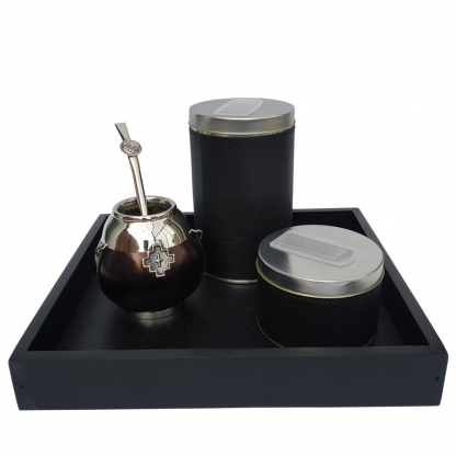 set black mate base alpaca bandeja madera