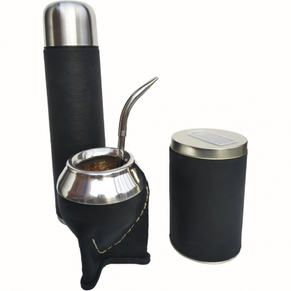 Set Línea Black Mate Torpedo Amargo con Bombilla de Acero y Termo